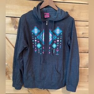 Ali Dee Collection Graphic Aztec Zip Up Hoodie Sweatshirt